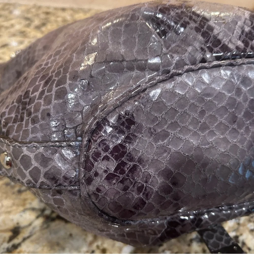 MICHAEL Michael Kors FULTON HOBO SHOULDER BAG GRAY EMBOSSED LEATHER SILVER - Picture 6 of 8